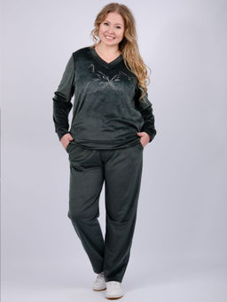 Костюм Велюр 5 тёмно-серый, велюр - Малина фото 30