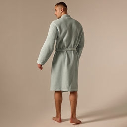 Халат вафельный мужской SL HOME: Boho «Аззура», размер L, хлопок 100%, бирюзовый