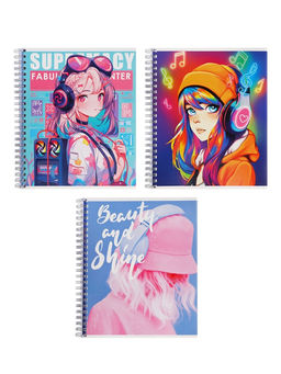 Компл тетр из 3шт 96л кл на гребне Аниме. Девочка в наушниках, мел карт, офсет (10296912)