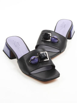 08-HLP1035-28 BLACK/VIOLET Босоножки женские (натуральная кожа)