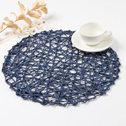 Салфетка сервировочная «Доляна. Трава», синяя, d=38 см