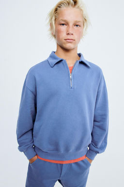 STORIESZ - SUDADERA POLO FELPA CREMALLERA / Azul / Acero