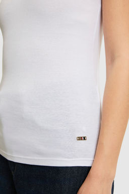 Kad_n Beyaz Bisiklet Yaka Basic Ti__rt - U.s. polo assn фото 6