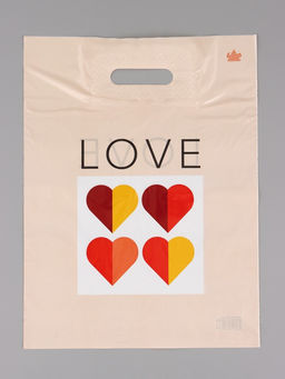 Цена за 50 шт. Пакет подарочный полиэтиленовый с вырубной ручкой «Любовь в геометрии» 40×31 см, 30 мкм