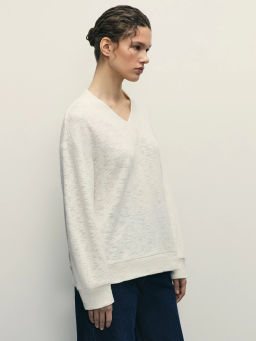 Джемпер из хлопка с V-образным вырезом / Zarina  фото 4