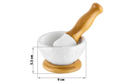 Ступка 9*9*5,5 см 100 мл Розы + пестик на дер. подставке - Elan gallery фото 2