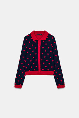 JACQUARD KNIT CARDIGAN WITH HEARTS - Zara фото 4
