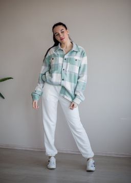 512 Рубашка клетка, мятный - Knitka wear фото 2