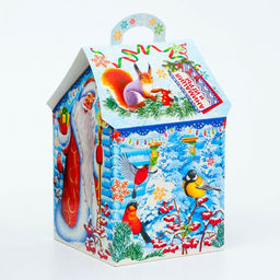 Цена за 5 шт. Подарочная коробка Новогодняя Домик новый Ледяной с анимацией, для сладких подарков, 12?12?19 см - Simaland фото 3