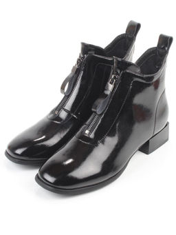 01-M43-17 BLACK Ботинки демисезонные женские (натуральная кожа)