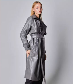 Тренч #КТ11061-1, серый
