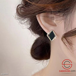 Серьги женские чёрный ромб