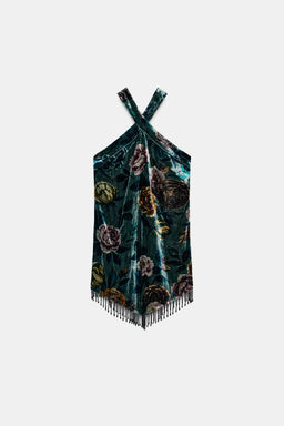 VELVET DRESS WITH FRINGING - Zara фото 6