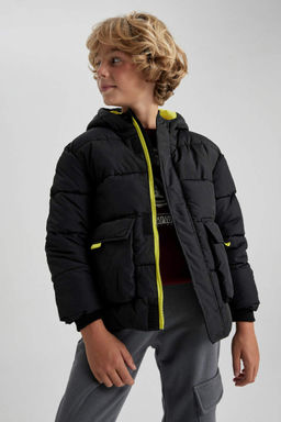 Водоотталкивающая куртка-пуховик с капюшоном для мальчиков - Defacto фото 4