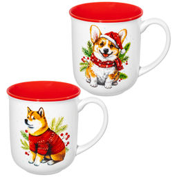 Набор кружек 2 пр. 400 мл 12*9*10 см "Зимние собачки", фарфор
