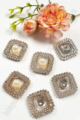 Кабошоны флоризель пластик 30*30 мм "Квадрат" (10 шт) SF-4256, золото