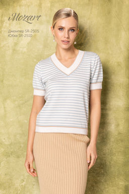 SR-2505 Джемпер в полоску из вискозы с хлопком - Mozart фото 3
