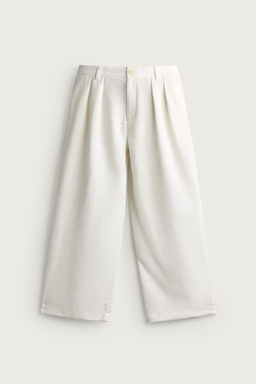 PANTAL?N RELAXED FIT ESTRUCTURA PLIEGUES / Blanco - Zara фото 6