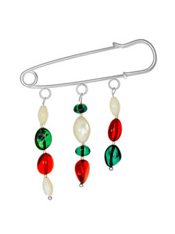 Булавка-брошь с подвесками из разноцветного янтаря