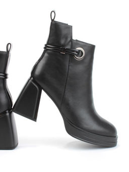 04-M3-838 BLACK Ботильоны зимние женские (натуральная кожа, натуральный мех)