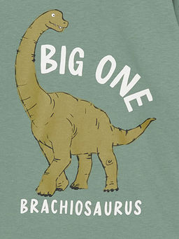 Bisiklet Yaka Dinozor Bask?l? Erkek ?ocuk Ti??rt?