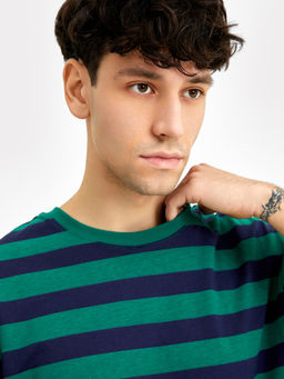 Футболка мужская в сине-зеленую полоску сине -зеленая полоска 111831