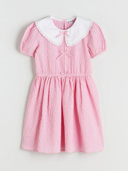 Bebe Yaka Ekose Desenli K?z ?ocuk Elbise