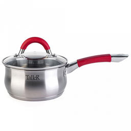 Набор посуды из нержавеющей стали Милфорд 4 штуки: кастрюли 2,2л - д18см, h9см, 3,2л - д20см, h10,5см, 5,2л - д24см, h11,5см, ковш 1,5л - д16см, h8см, s0,6мм, дно s2,8мм, полировка матовая снаружи, зеркальная внутри, стеклянная жаропрочная крышка, - Домашняя мода фото 2