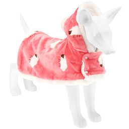 Пэт тойс (Pet toys) Одежда для собаки Накидка на меху Овечка с капюшоном, с помпоном, на кнопках, р-р M, длина спинки 35см/обхват шеи 32-36см, цвет-розовый, флис/искусственный мех (100% полиэстер) (Китай)