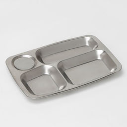 Поднос, 29×20.5×2 см, 4 секции, нержавеющая сталь, серебристый