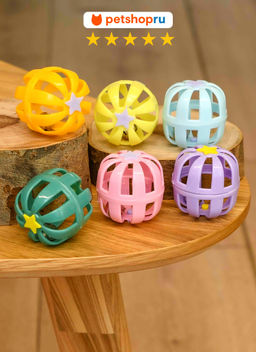 Набор игрушек для кошек 6 мячиков, цвет в ассортименте PS029