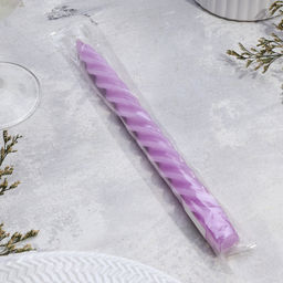 Цена за 2 шт. Свеча витая, 2.3×24.5 см, 5 ч, 50 г, сиреневая