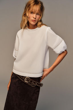 PUFF SLEEVE TOPSTITCH SHIRT - Zara фото 2