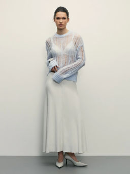 Джемпер из ажурной вязки с шерстью / Zarina фото 2