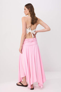 Pembe %100 Viskon Asimetrik Astarl_ Maxi Uzun Etek TWOSS26ET00242 - Trendyolmilla фото 8