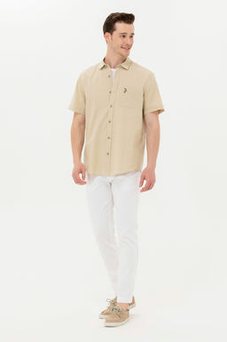 Мужская рубашка цвета хаки с коротким рукавом - U.s. polo assn фото 18
