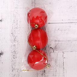 Цена за 3 шт. Ёлочные игрушки Матовый, шары новогодние, d=5.5 см, набор 3 шт., красный - Зимнее волшебство фото 3