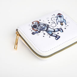 Кошелёк на молнии «Космонавт», маленький, детский, белый