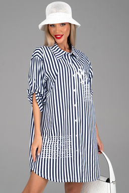 Платье  рубашка Молли (крупная полоска) - Эльза фото 10