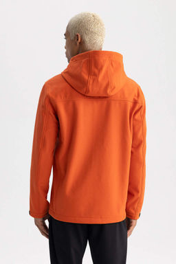 Водоотталкивающее пальто из софтшелла с капюшоном стандартной посадки DeFactoFit  фото 9