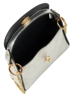 Сумка женская Sefaro из телячьей кожи маленькая серебристая  фото 3