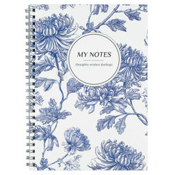 Блокнот, А5, 48 л, арт. 72706 СИНИЕ ХРИЗАНТЕМЫ / Блок - белый офсет 80 г/м?, клетка, гребень по длин