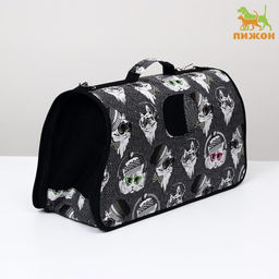 Сумка-переноска каркасная Зимние коты, размер L, 53 х 21 х 29 см
