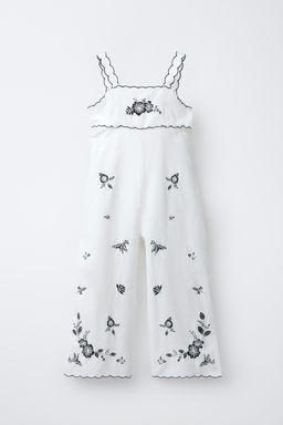 MONO LARGO BORDADO CUT OUT CON ALGOD?N Y LINO / Crudo / Negro - Zara фото 3