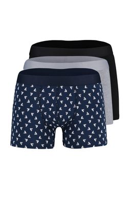 Trendyolmilla Man Cok Renkli 3lu Marine Desenli-Duz Paket Pamuklu Boxer TMNAW23BX00032