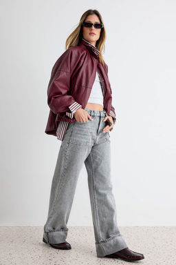 Gri %100 Pamuk Y_ksek Bel Wide Leg Jeans TWOAW27JE00016 - Trendyolmilla фото 2