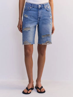Джинсовые прямые шорты ZR2606092312-102 / Zarina  фото 3