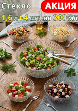 НАБОР САЛАТНИКОВ ИЗ 5 ШТ. SOHIO 1600 МЛ/300 МЛ