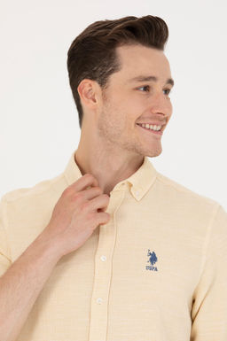Мужская светло-желтая рубашка с длинным рукавом - U.s. polo assn фото 16