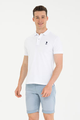 Футболка-поло U.S. Polo Assn базовая белая хлопок с эластаном  фото 15